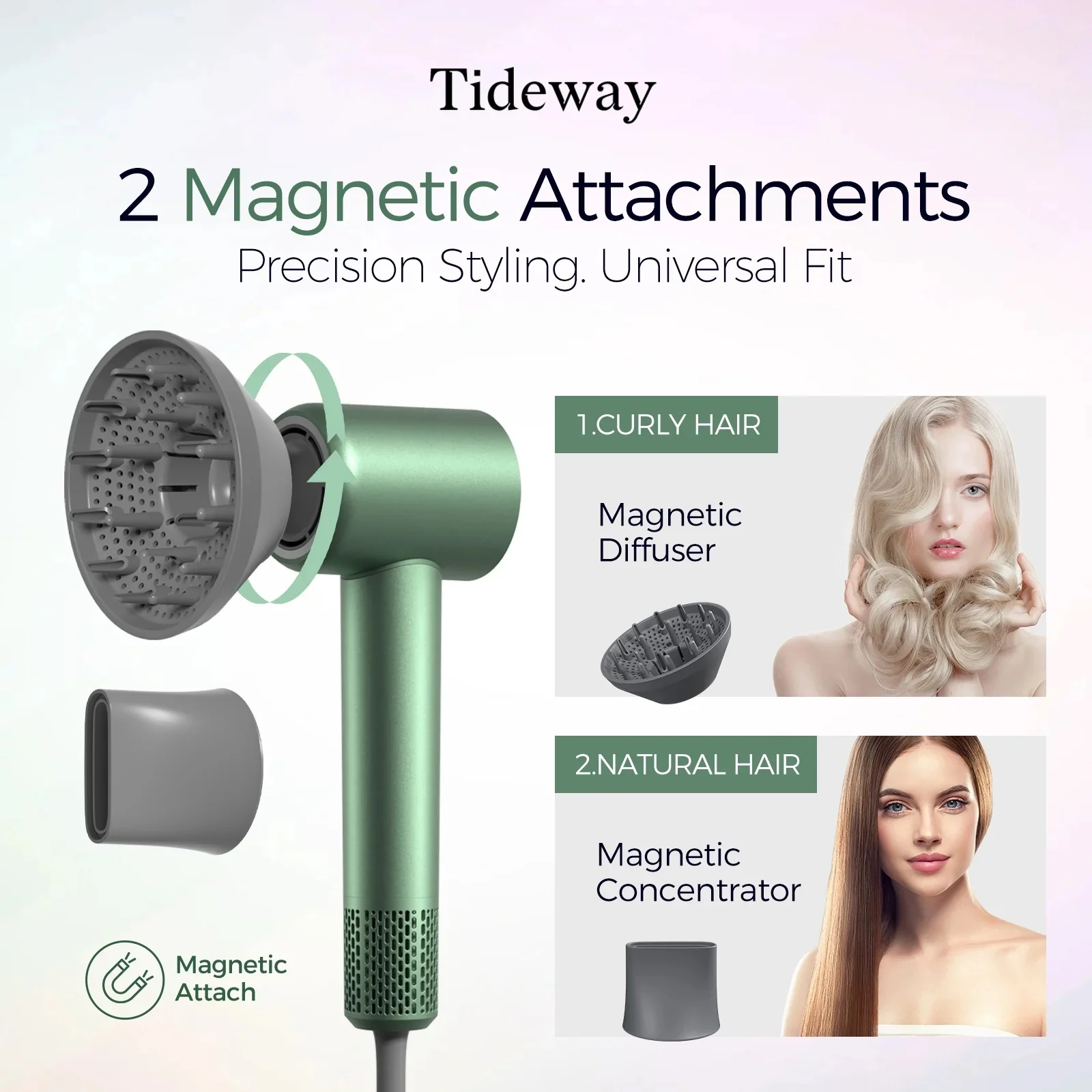 Tideway H11 Hair Dryer High-Speed Ionic 110.000 RPM Temp Control Plasma, Green - Image 2