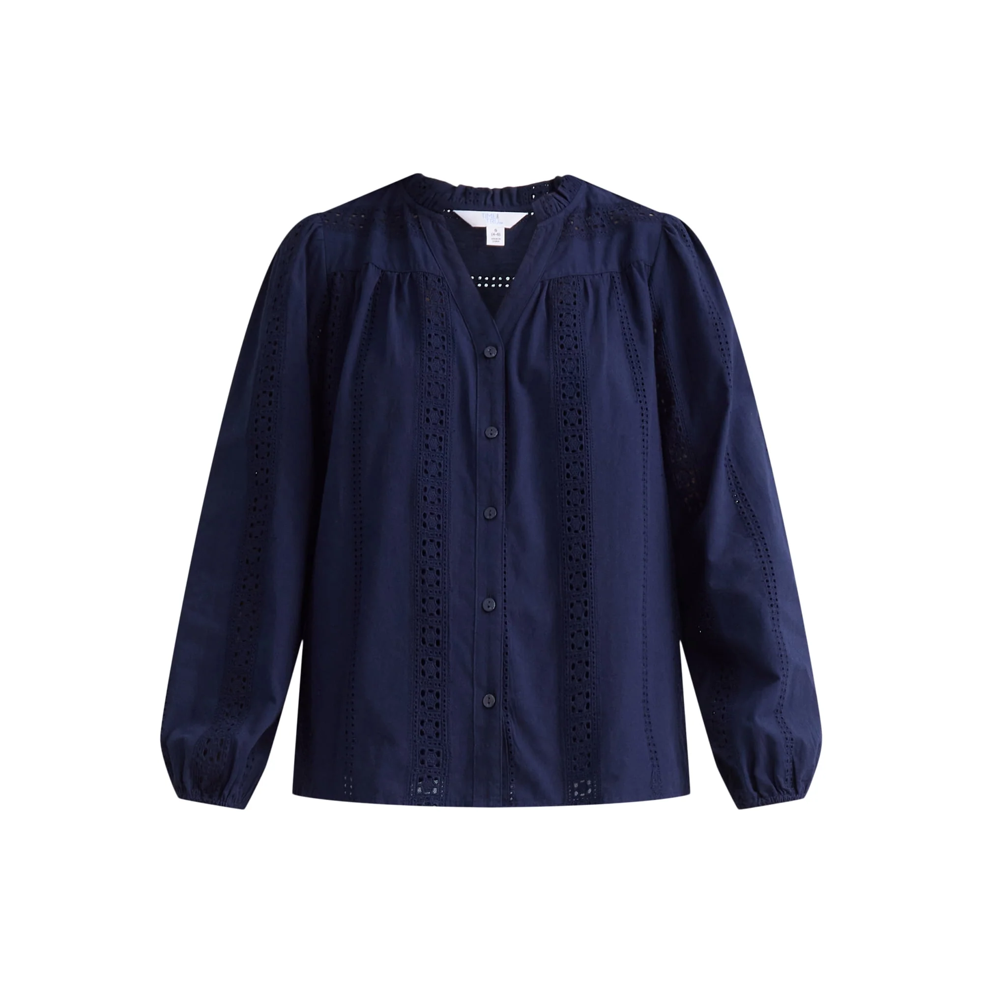 Time and Tru TT16100131156 Women's Eyelet Embroidered Peasant Blouse, Sizes: XXL, Dark Navy - Image 2