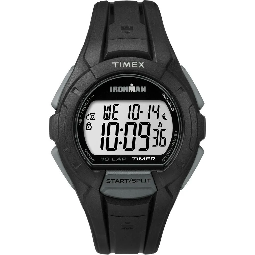 Timex TW5K940009J Men's Ironman Essential 10 Full-Size Black/Gray Resin Strap Watch