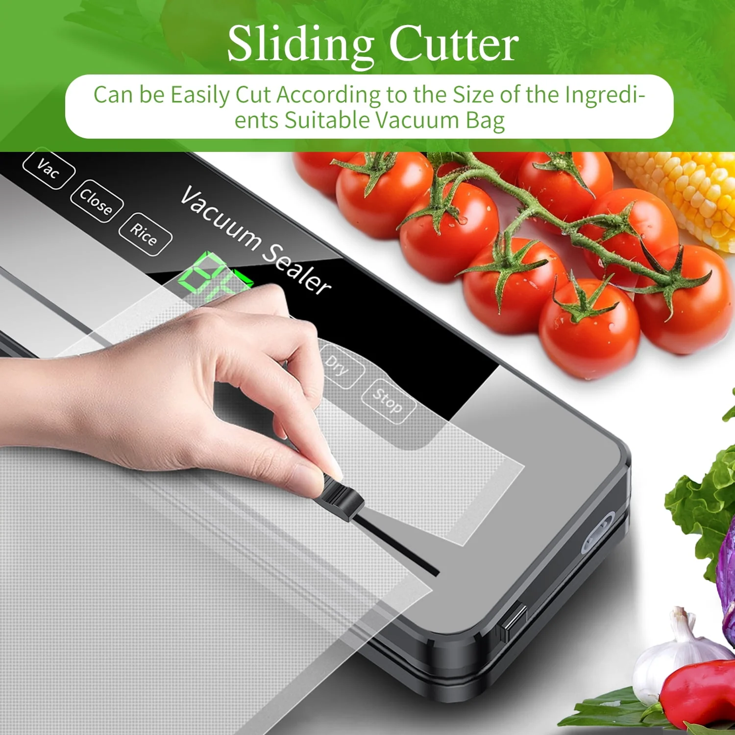 TINANA Vacuum Sealing Machine with 10 Bags, Built-in Cutter, Automatic Food Sealer Machine for Food - Image 2