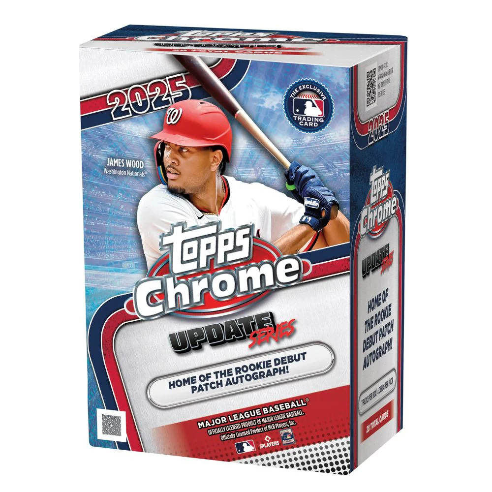 Topps 2025 Chrome Baseball Update Series Value Box, 7 Packs of 4 Cards, Rookie Debut Patch Autographs, Sepia Refractor Parallels, 95080992