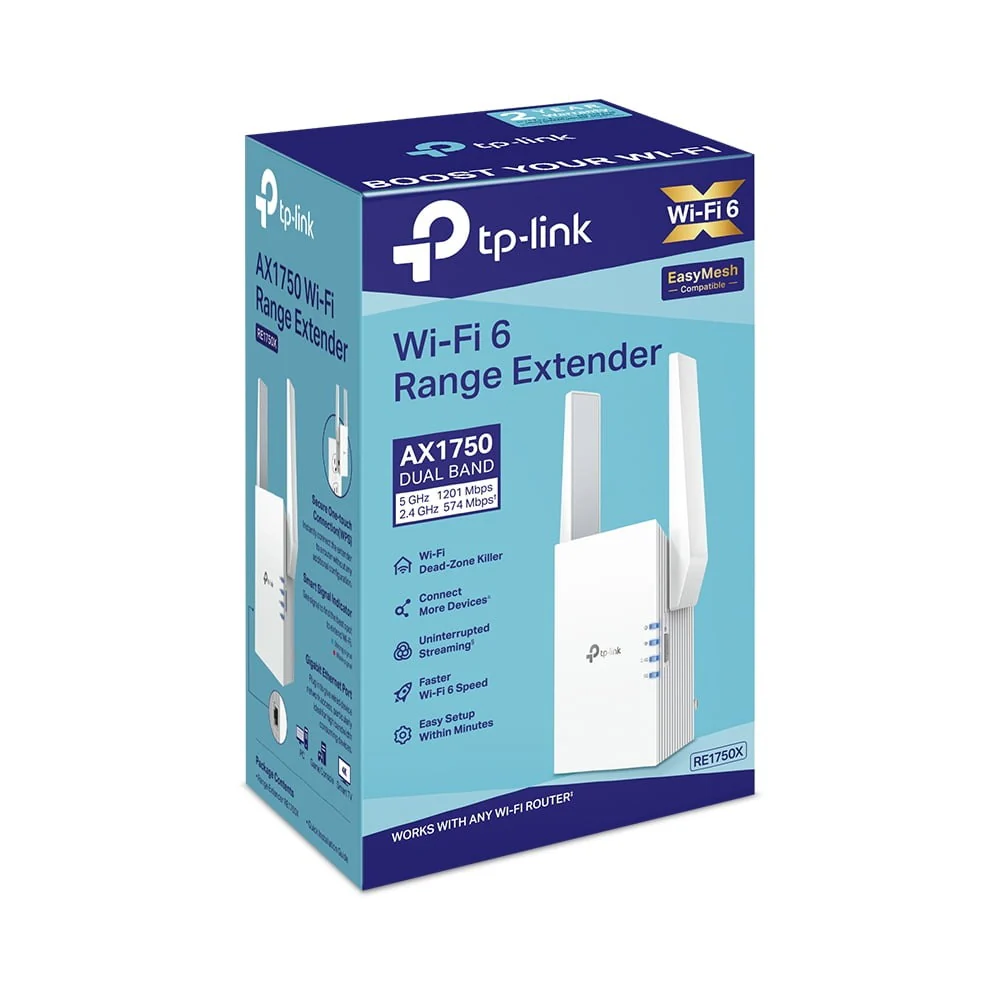 TP-Link RE1750X AX1750 Wi-Fi 6 Dual-Band, Range Extender with Rapid 1.75 Gbps Transfer Rate, White - Image 3