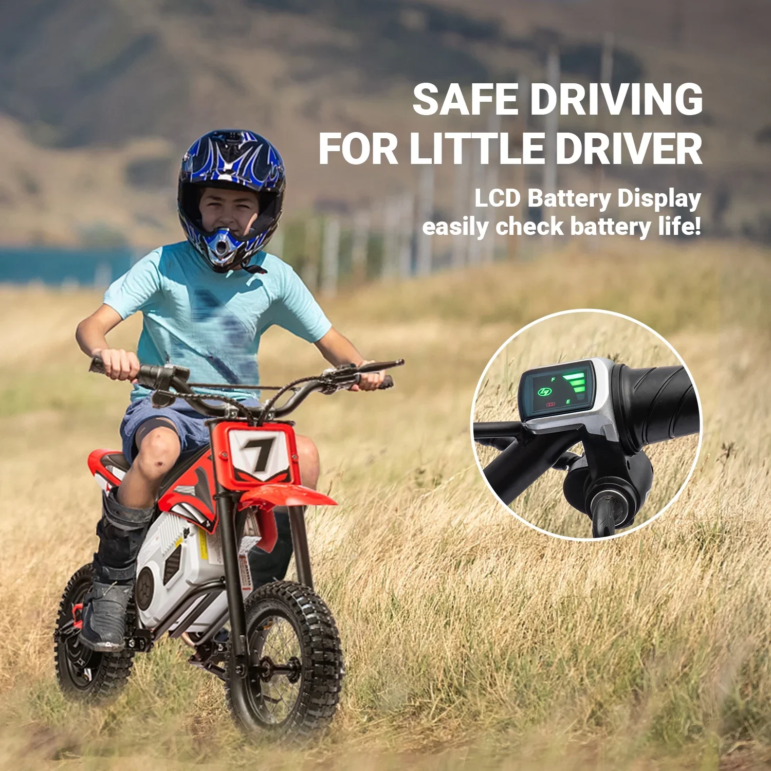 Track 7 TTWALMOTA9901-24V-RD 24V Electric Dirt Bike 250W Ride on Motorcycle with Twist Grip Throttle - Image 2