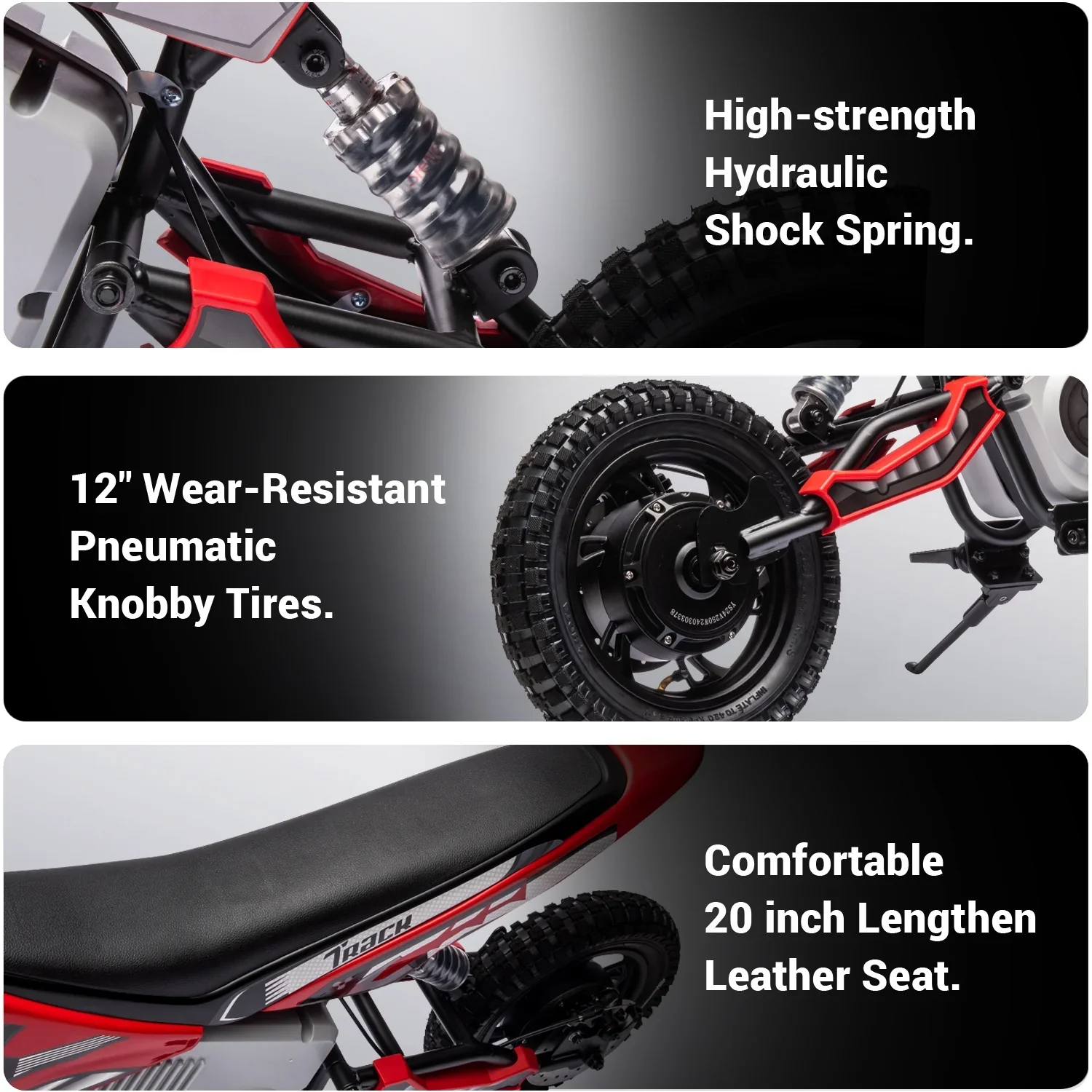Track 7 TTWALMOTA9901-24V-RD 24V Electric Dirt Bike 250W Ride on Motorcycle with Twist Grip Throttle - Image 3