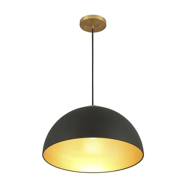 Trade Winds Lighting Hazel 1 Light Pendant in Matte Black with Natural Brass - Image 2