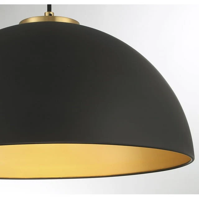 Trade Winds Lighting Hazel 1 Light Pendant in Matte Black with Natural Brass - Image 3