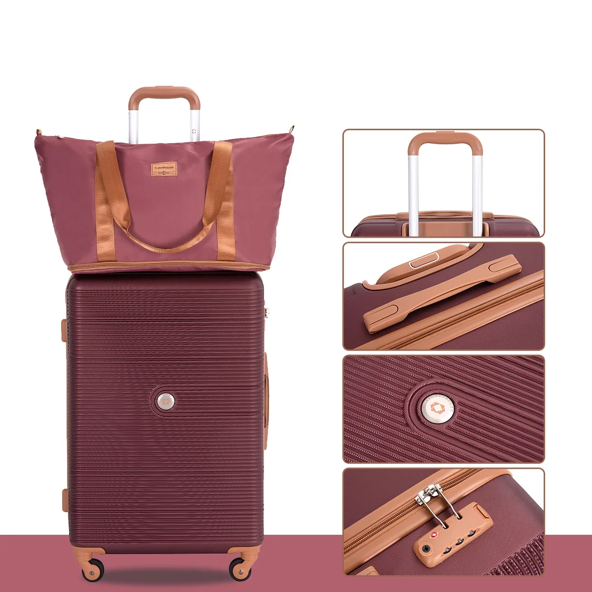 Travelhouse 6 Piece Hardshell Luggage Set, Wine Red