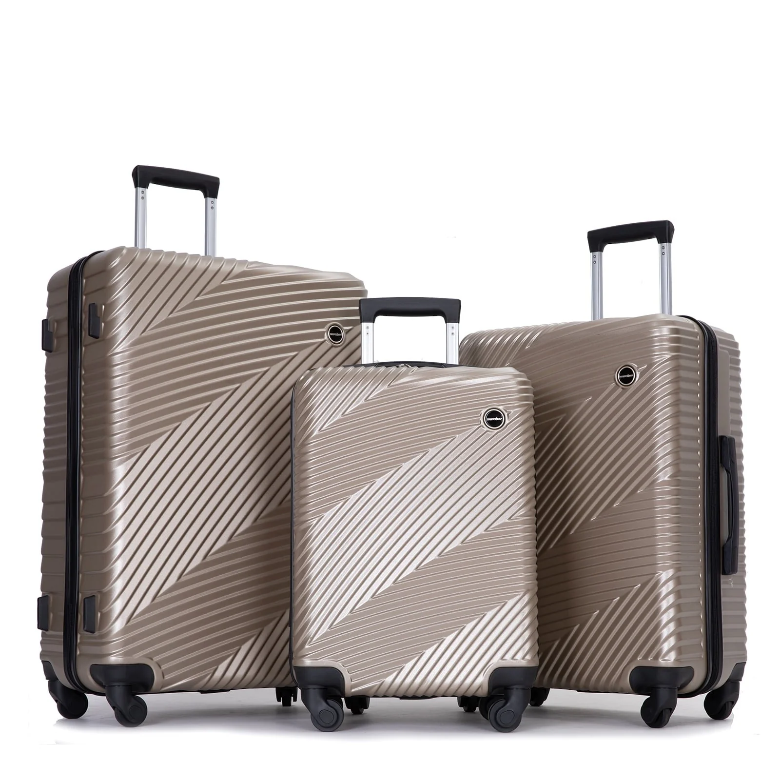 Tripcomp TC2000Khaki Green Luggage 3 Piece Set, Golden