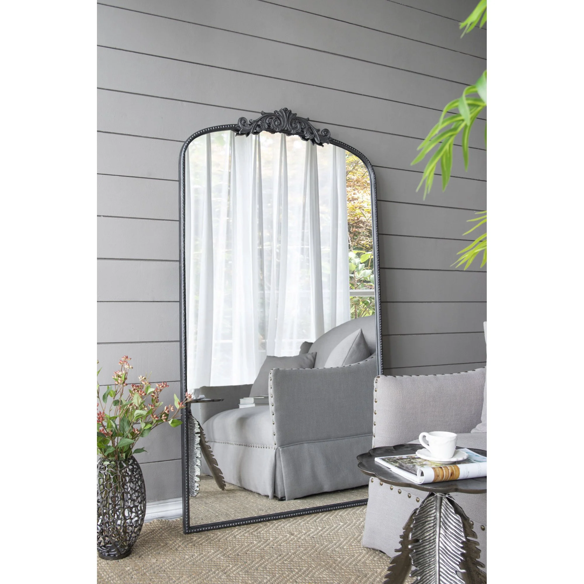 Triple Tree Full Length Mirror, Arched Bathroom Vanity Mirror, 66 x 36 Inch, Black - Durable Material - Image 2