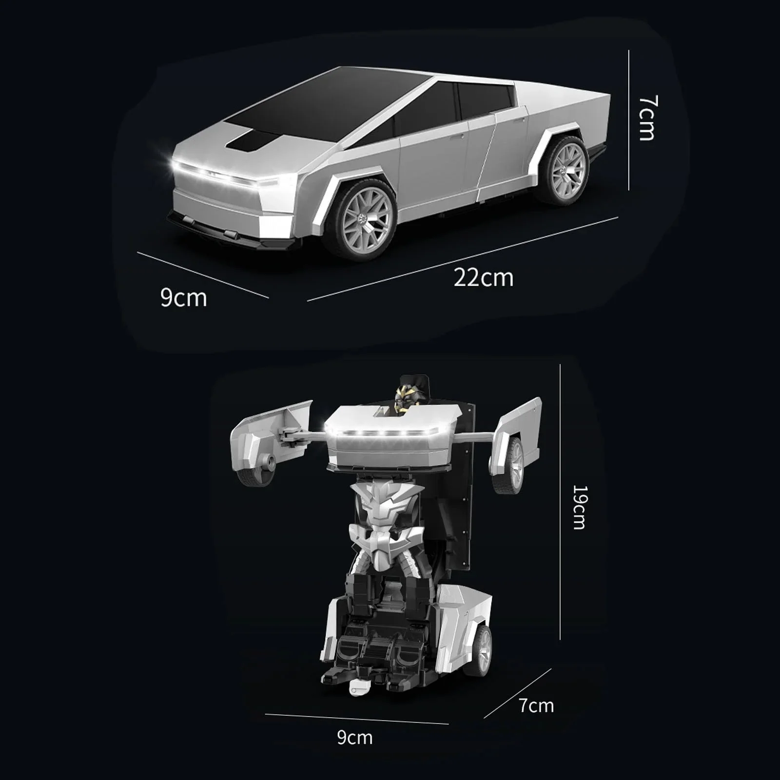 TSL 1:18 Electric RC Cyber Pickup Transforming Robot Car with LED Lights, Rechargeable Battery, 2.4GHz Remote Control - Image 4