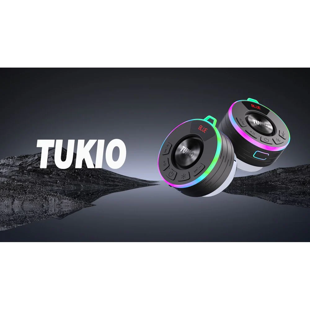 Tukio Bluetooth Speaker, IPX7 Waterproof, Bluetooth 5.4, 360 HD Stereo Sound, LED Light Show, Digital Display, Suction Cup, USB-C Charging - Image 2