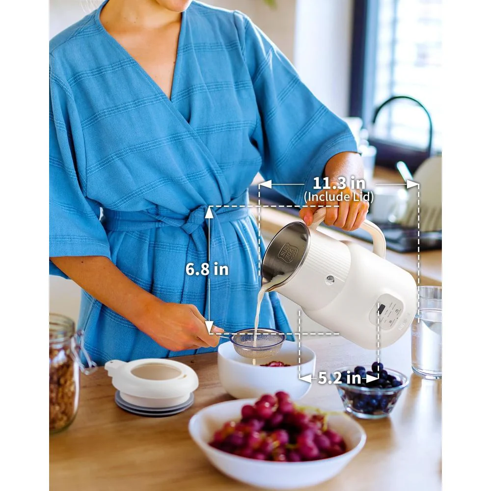 TWOMEOW DJJB608K 6 in 1 Nut Milk Maker Blender, 20oz Capacity, 304 Stainless Steel Interior, Self-Cleaning, Keep Warm Function, Cream Countertop Blender - Image 6