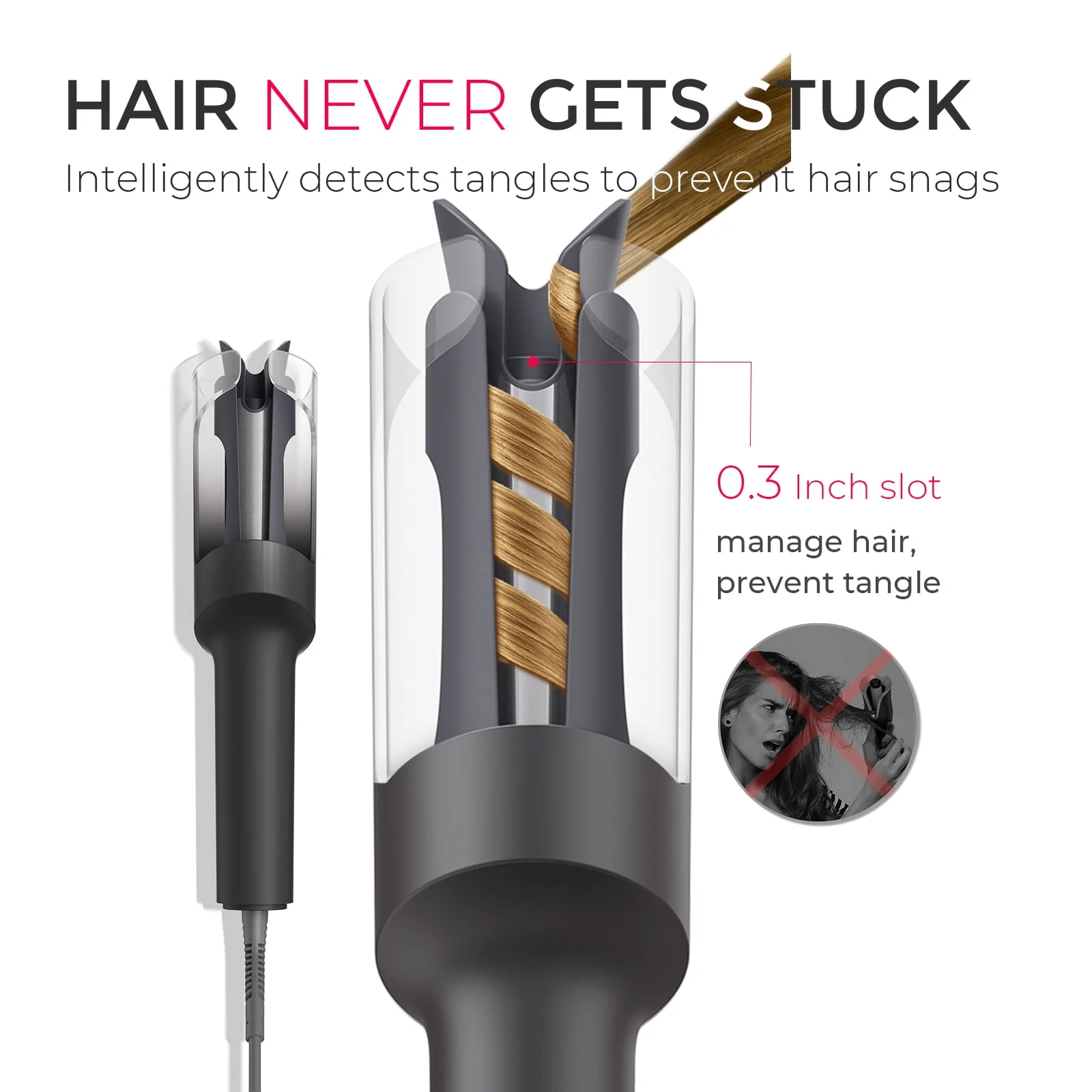 TYMO CURLPRO Automatic Curling Iron, 1 Inch Tourmaline Ceramic Barrel, Auto-Rotating, Adjustable 320F-410F Heat, Black Fade - Image 6