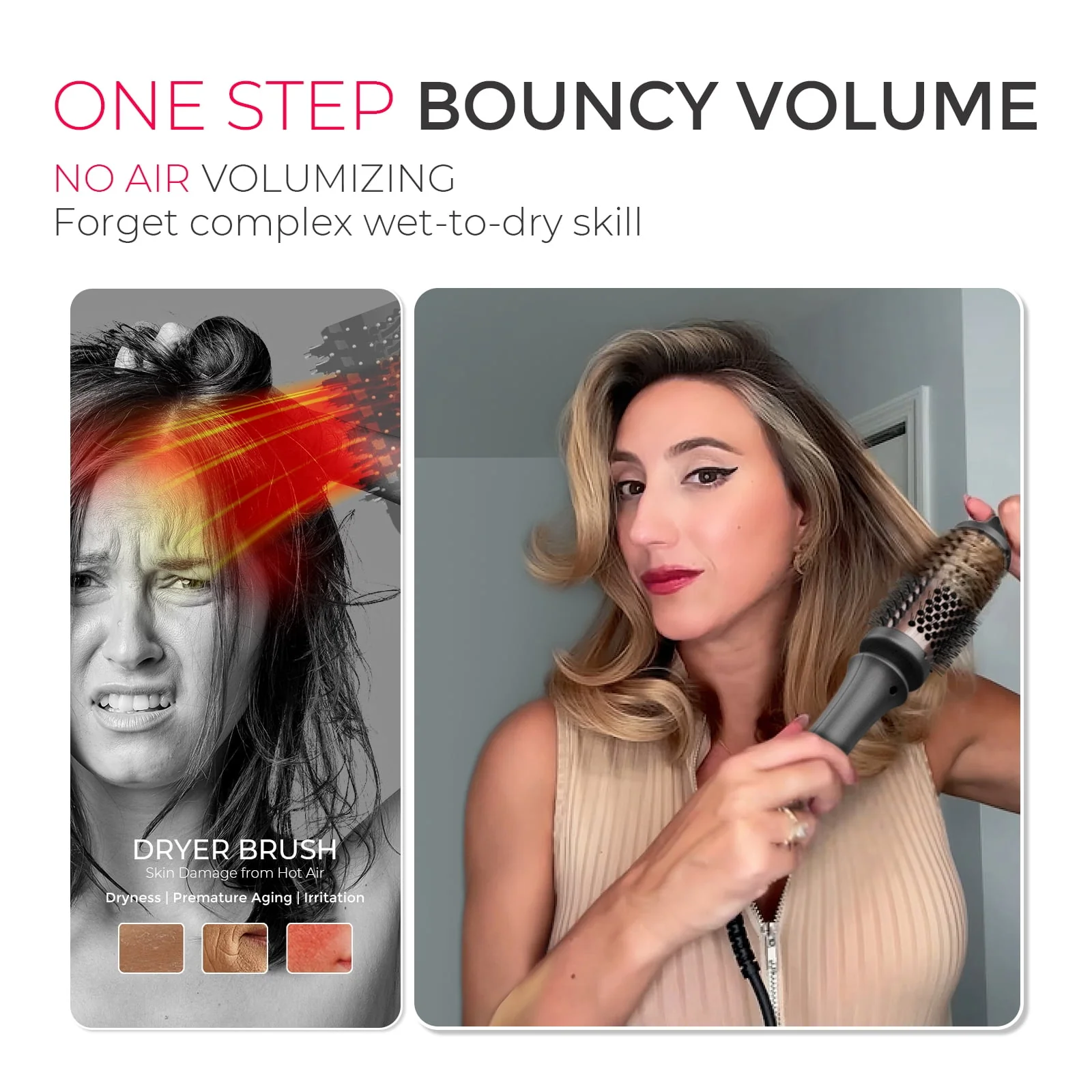 TYMO STYLUX Heated Round Brush, 3-in-1 Styling Tool with 1.7-Inch Ceramic Barrel, T-Gloss Keratin Coating, Dual Voltage, Black - Image 3