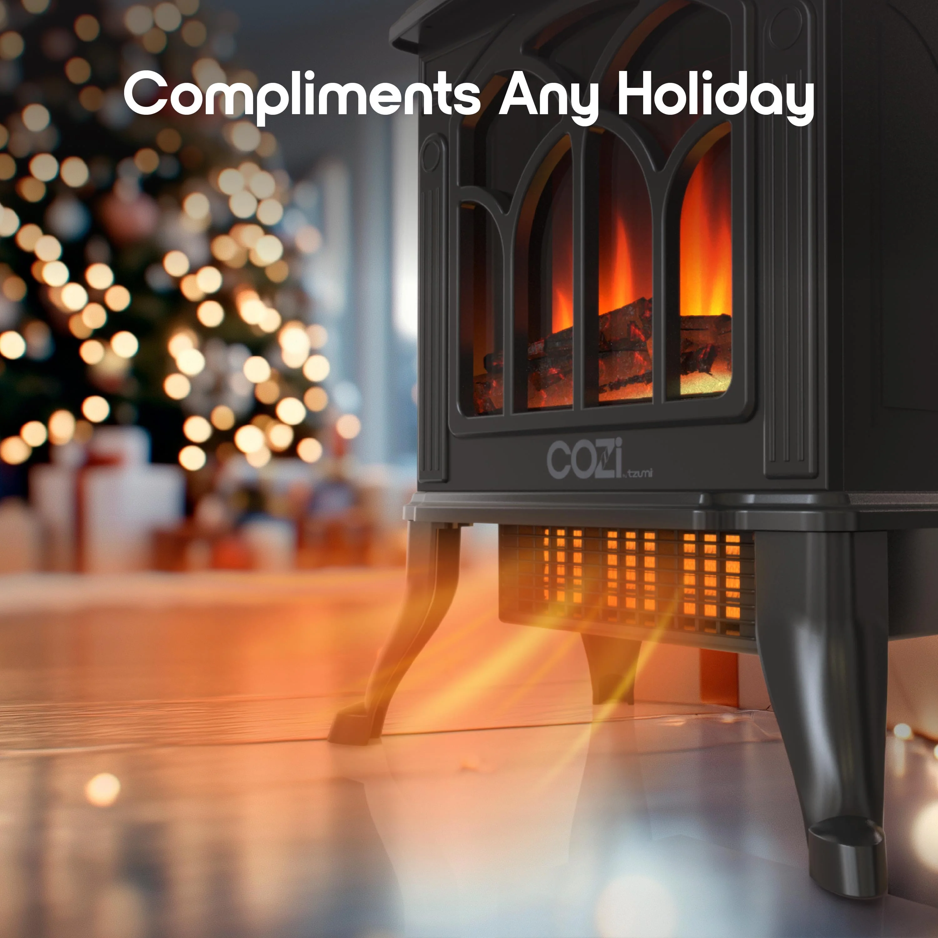 Tzumi 30387 Cozi Portable Stove Heater, Electric Heater with Life-Like 3-D Flame Effect, Dual Heat Levels, Fan-Powered Air Circulation, Black, 18 Inch - Image 7