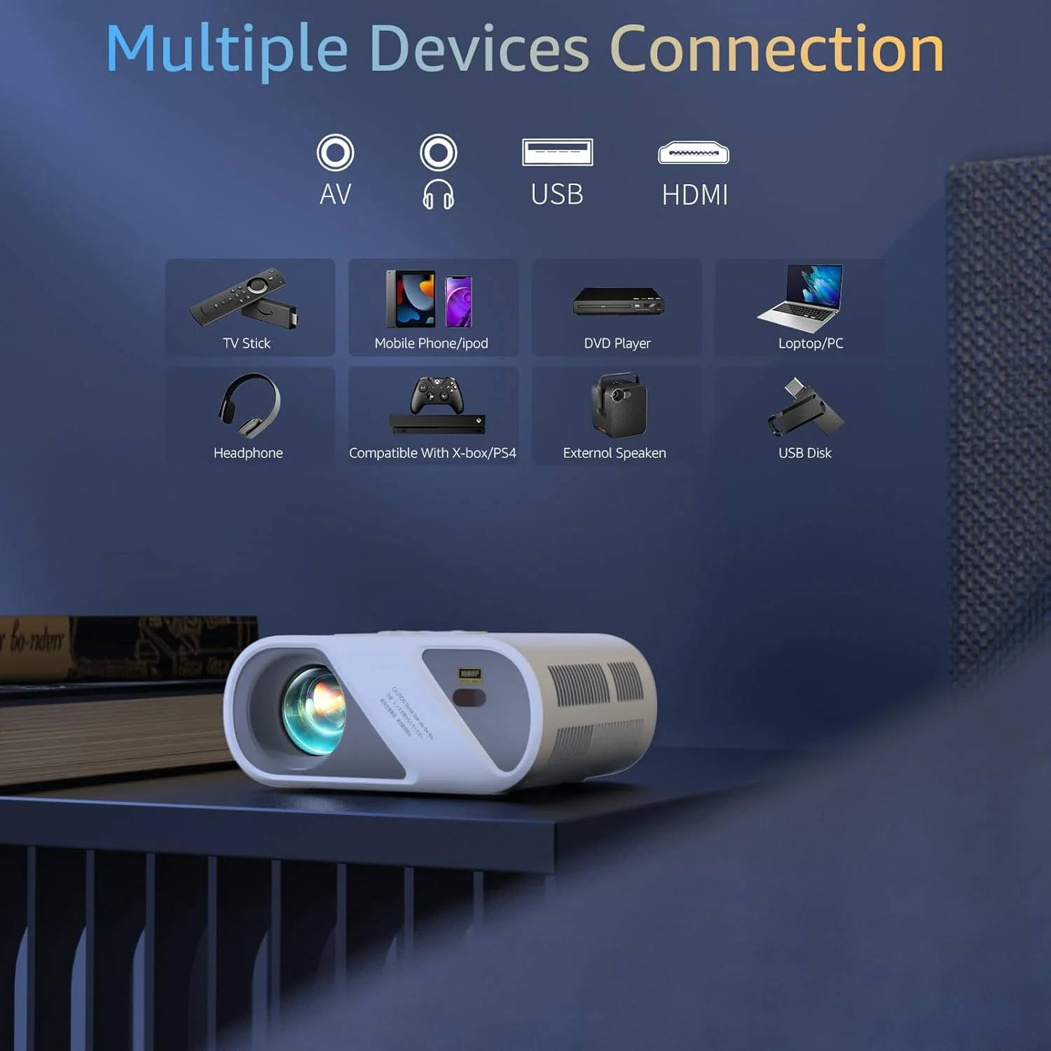 UBantor 300" Class FHD (1080p) LED Projector - Image 2