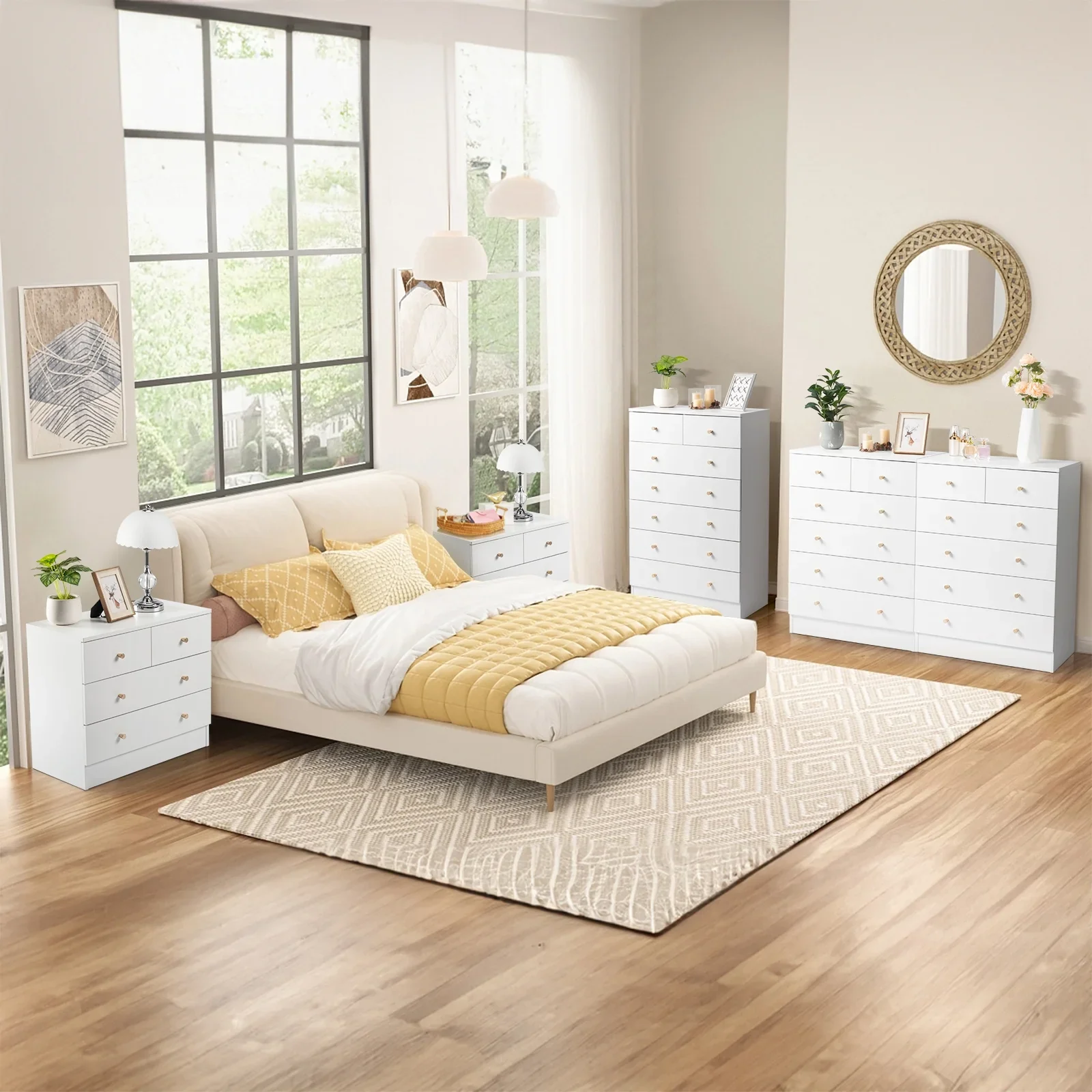 UBesGoo 7 Drawer Wood Dresser for Bedroom, White