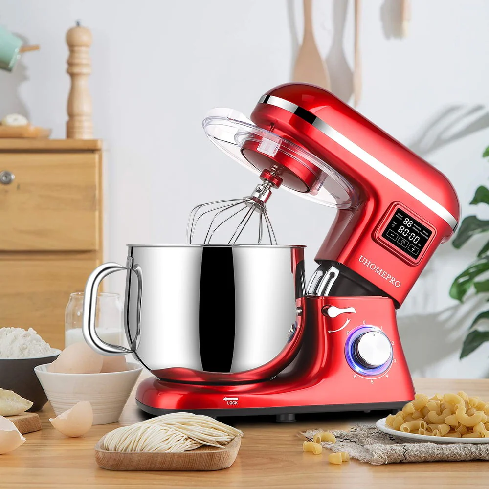 uhomepro Q18616 8.5QT LED Display Electric Stand Mixer, Red - Image 3