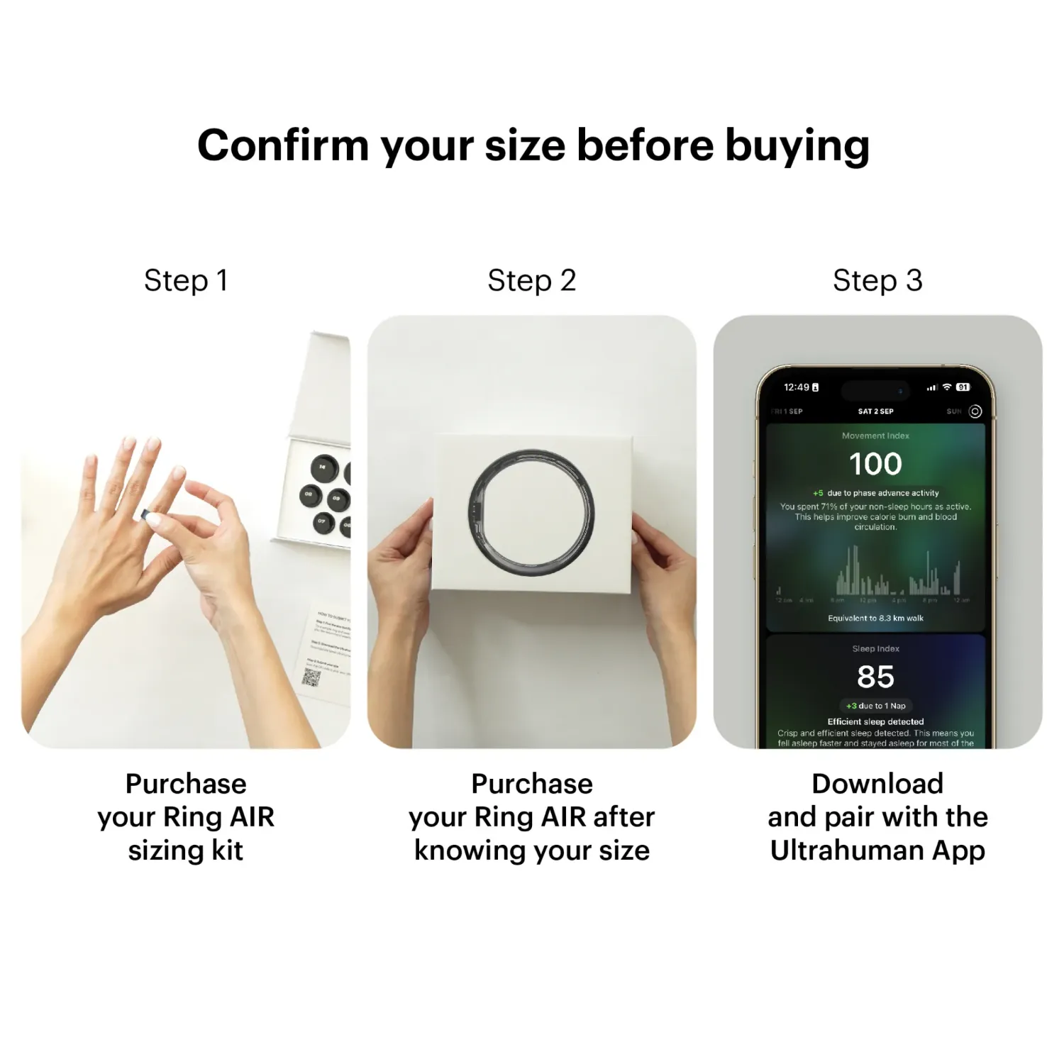 Ultrahuman UHRA-MG-06 Ring AIR - Smart Ring, Matte Gray, 6 - Image 3
