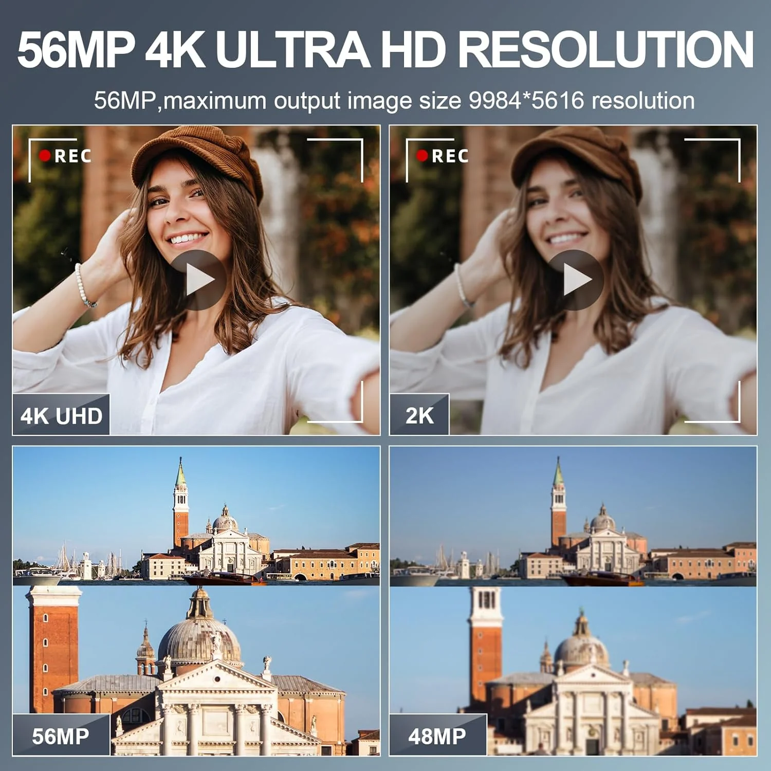 Unbranded K100 56MP&4K Video Camera, 18X Zoom Portable Compact Small Camera with 2 Batteries, Digital Point and Shoot Camera with Beauty Function - Image 3
