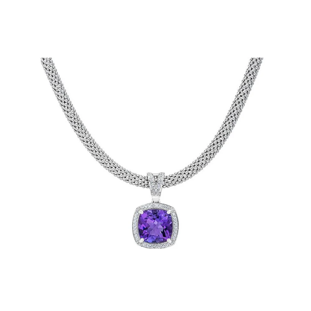 Unbranded SGN628AMYWT-SC Amethyst and White Topaz Necklace in Italian Sterling Silver - Image 2