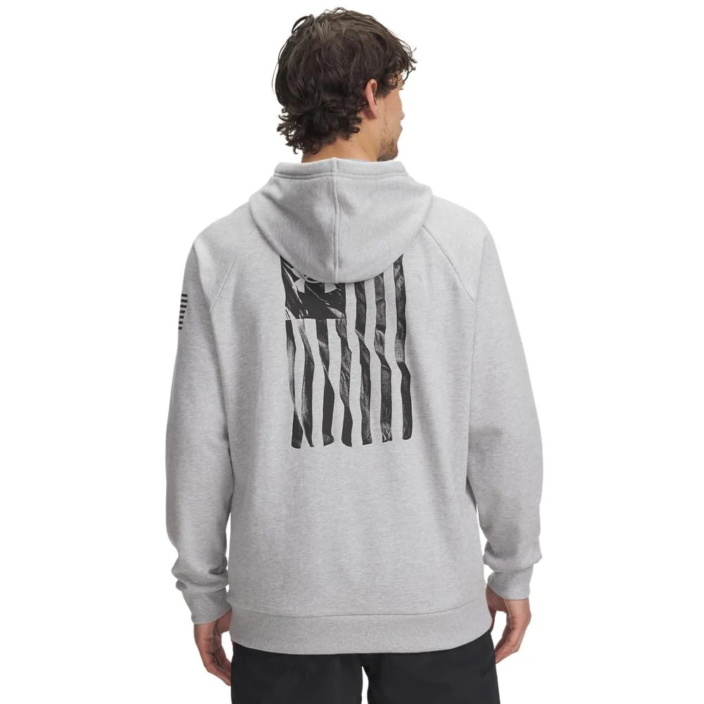 Under Armour Freedom Flag Athletic Hoodie, Steel Medium Heather Black, Medium, Cotton Blend Fleece, 6005748 - Image 2