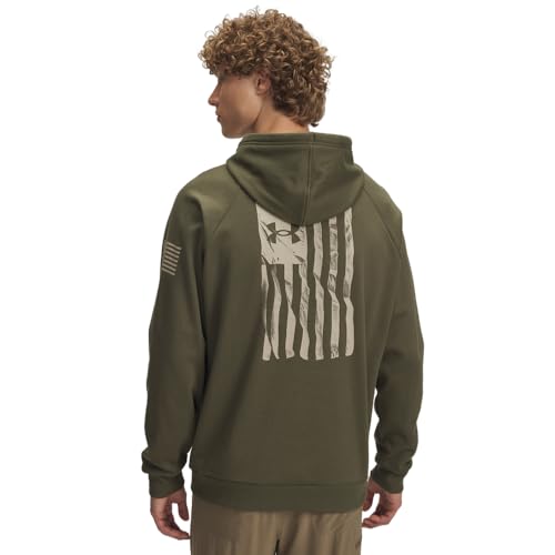 Under Armour Freedom Flag Long-Sleeve Hoodie for Men - Marine OD Green - 4XL - Image 4