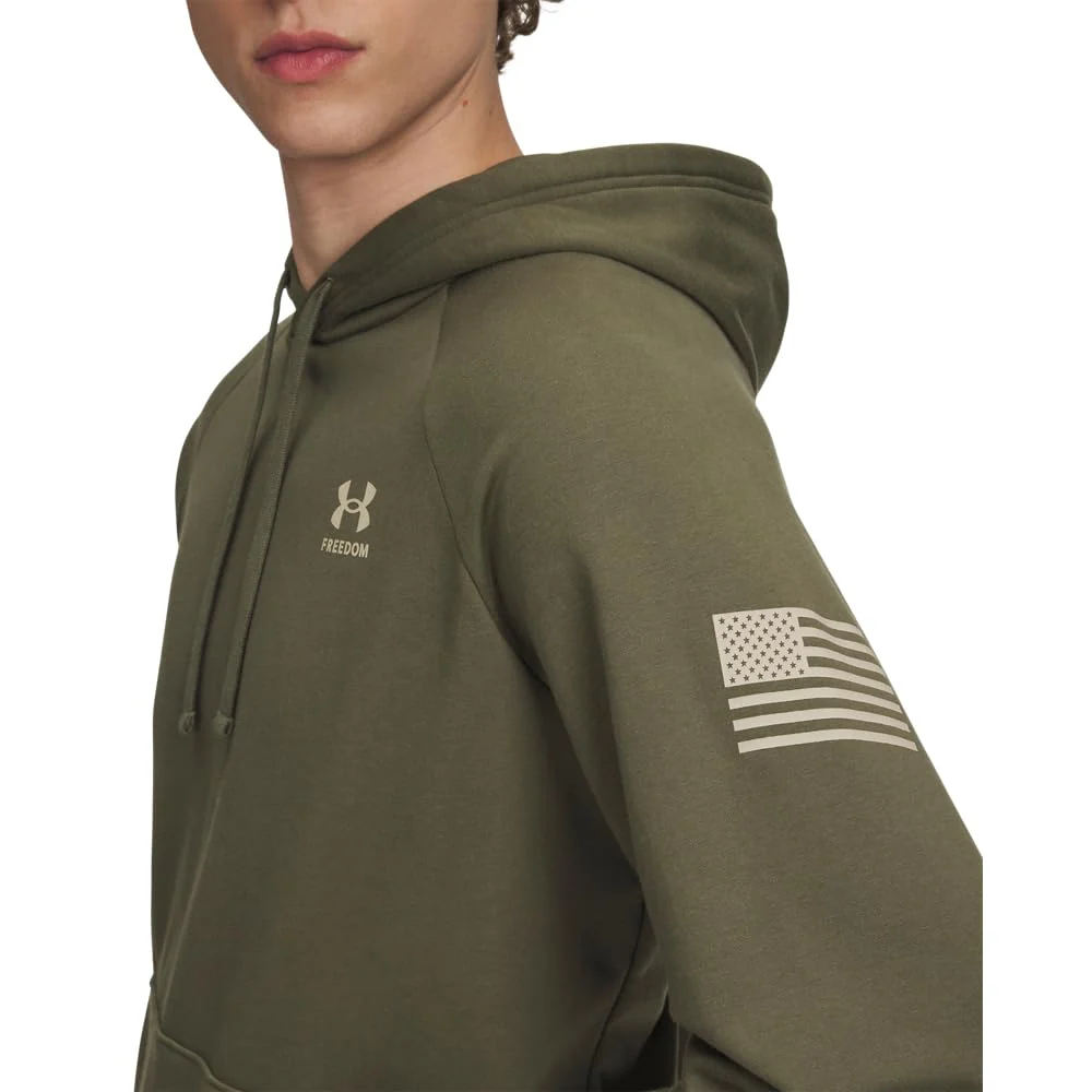 Under Armour Freedom Flag Long-Sleeve Hoodie for Men - Marine OD Green - 4XL - Image 5