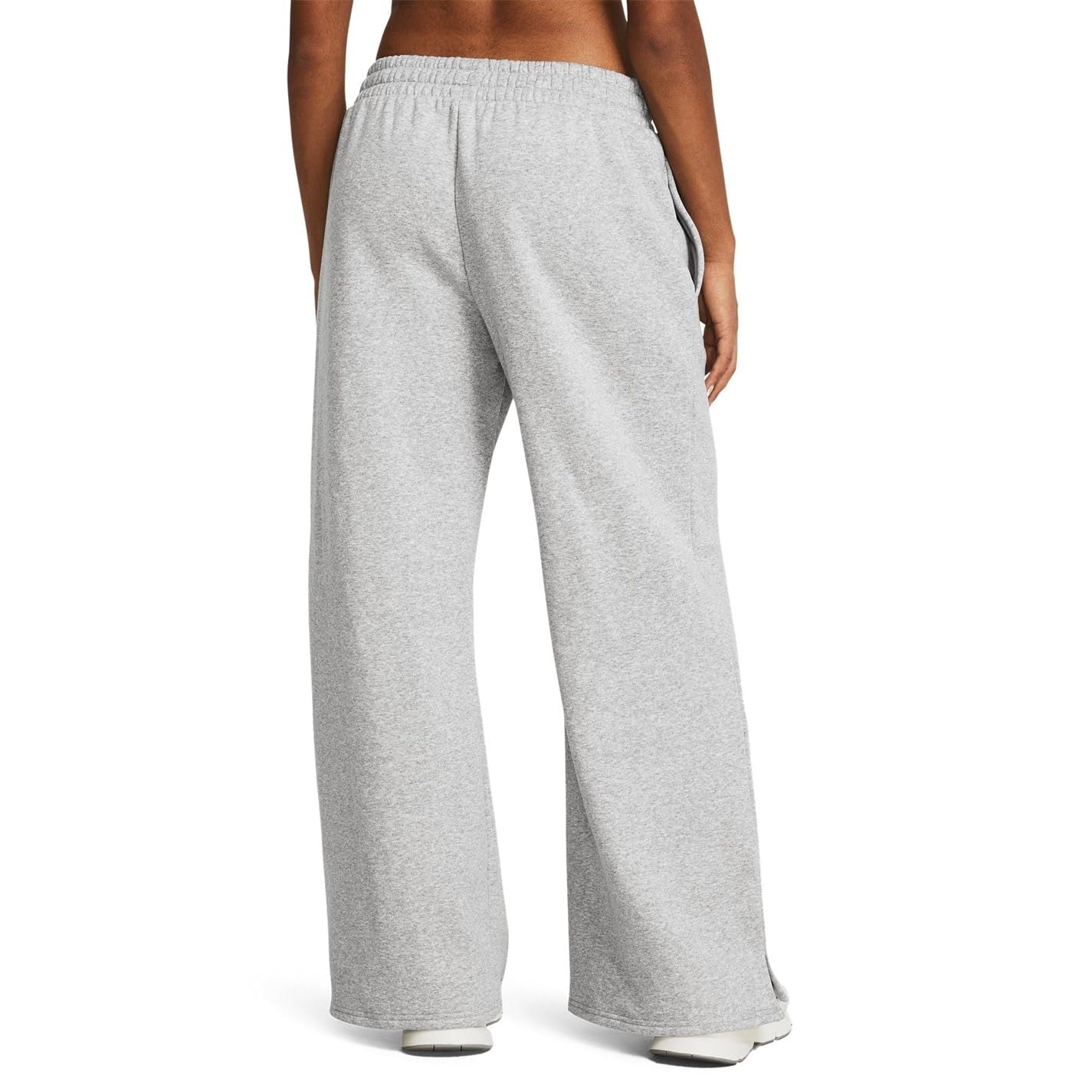 Under Armour Icon Fleece Wide-Leg Pants for Ladies - Mod Gray Light Heather/White - XL - Image 3