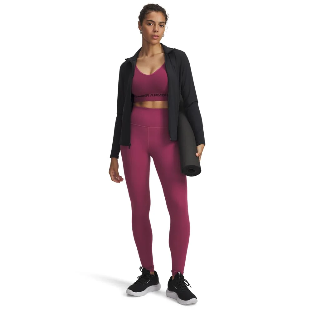 Under Armour Motion Athletic Leggings, Full-Length, Fuchsia Dusk, Mid Rise, Wide Flat Waistband with Side Pocket, Large, 1361109-659 - Image 2
