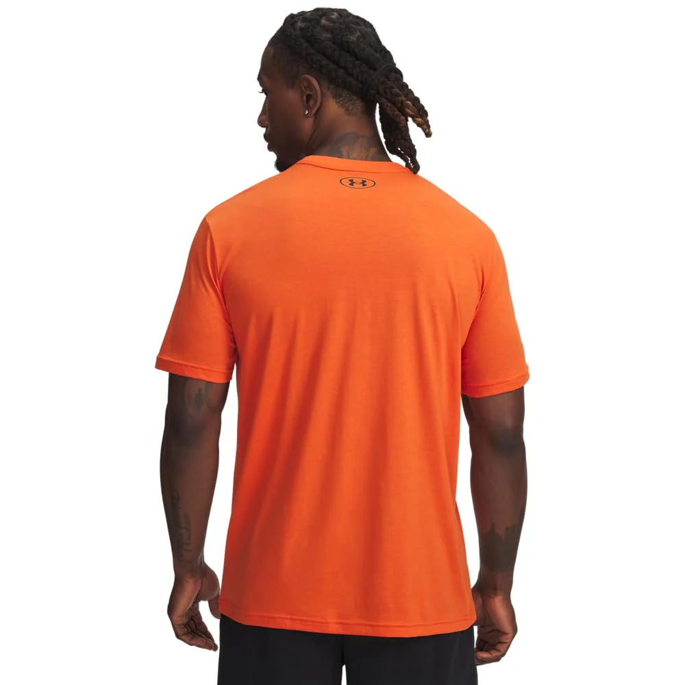 Under Armour Project Rock Athletic T-Shirt, Super-Soft Cotton-Polyester Blend, Orange Base with Black Accents, Regular Fit, Crew Neck, XXL, 1387797 - Image 2