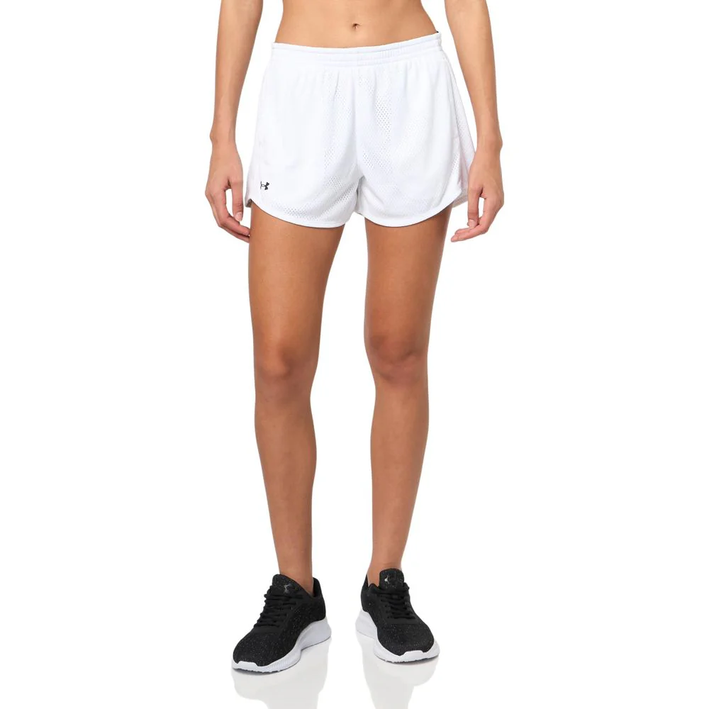 Under Armour Tech Play Up Mesh Athletic Shorts for Women, White Black, Large, Mid-Rise, 3-Inch Inseam, 1389894 - Image 4