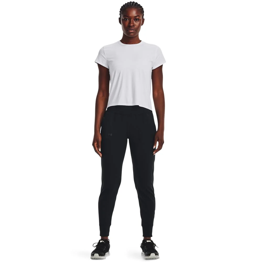 Under Armour Womens Motion Joggers, Tapered Leg Fit, Black Jet Gray, Small, 27in Inseam, 1375077 - Image 2