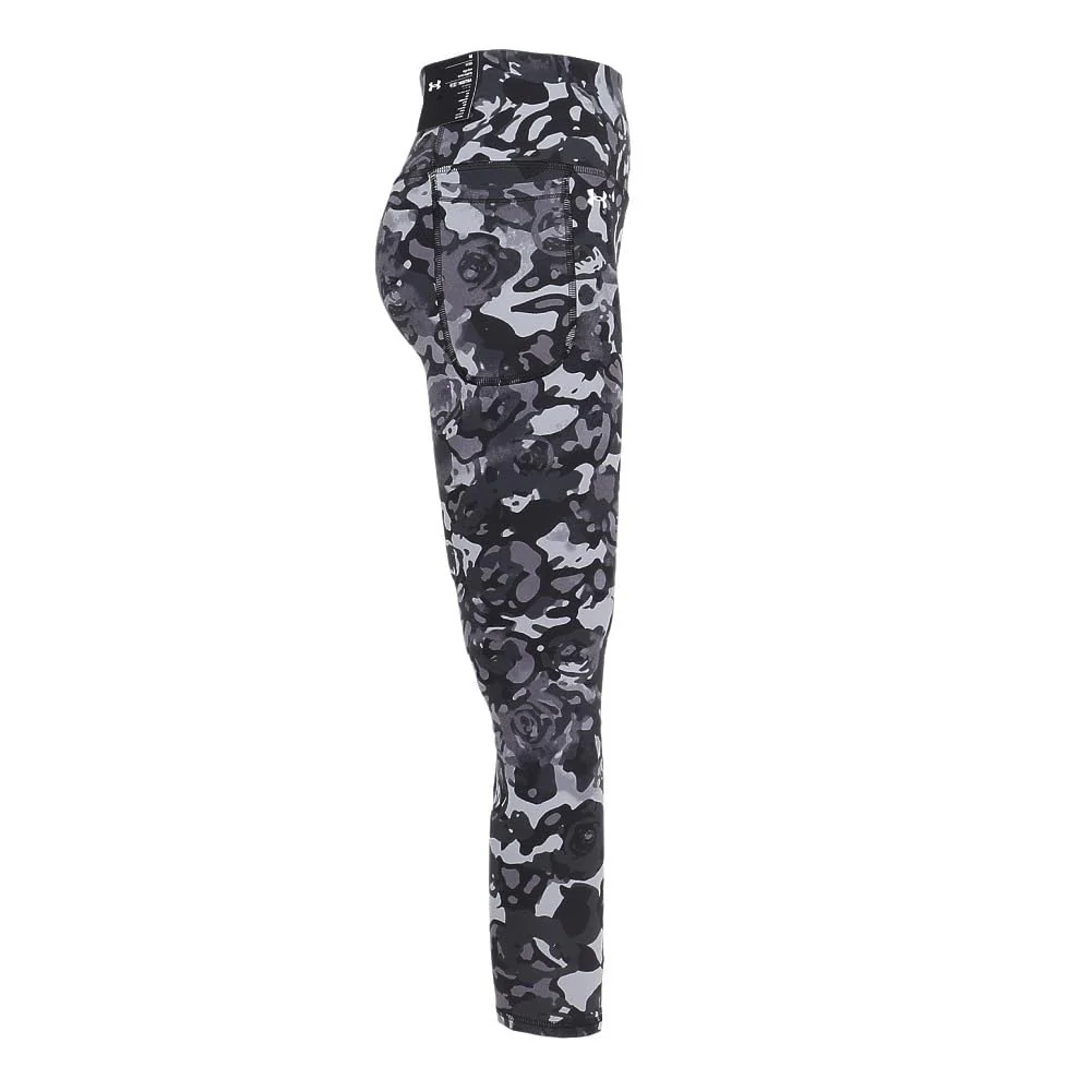 Under Armour Womens Motion Print Ankle Leggings, Breathable Polyester-Elastane, 4-Way Stretch, Black/Titan Gray/White, Small, Regular Inseam, 1373927-005 - Image 4