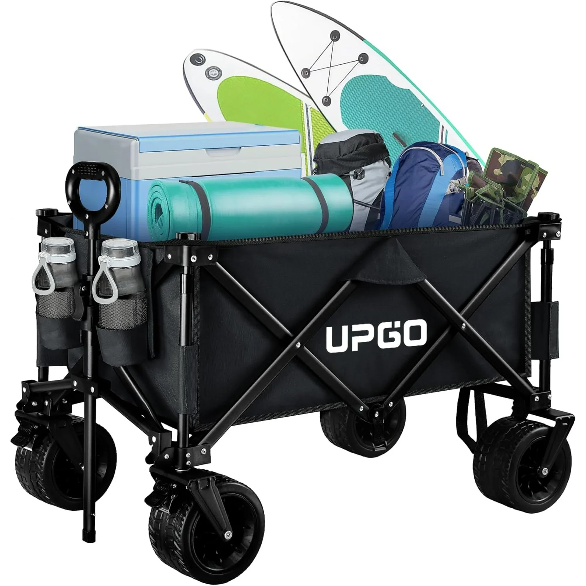 Upgo JH005BLACK 200L Collapsible Foldable Wagon with 350lbs Weight Capacity, Black - Image 2