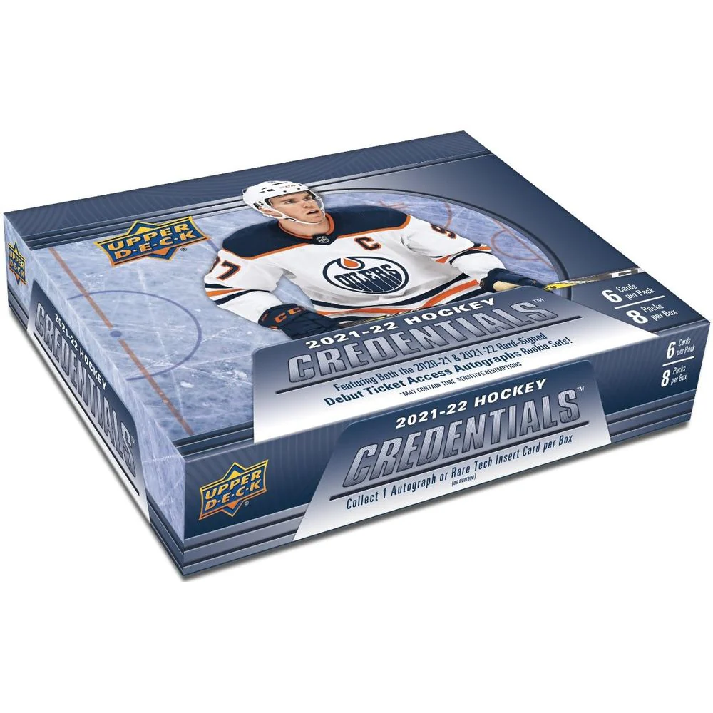 Upper Deck Credentials 2021-22 NHL Hockey Hobby Box, 6 Cards Per Pack, 8 Packs Per Box, Autograph and Serially Numbered Cards, 4.95.979 - Image 2