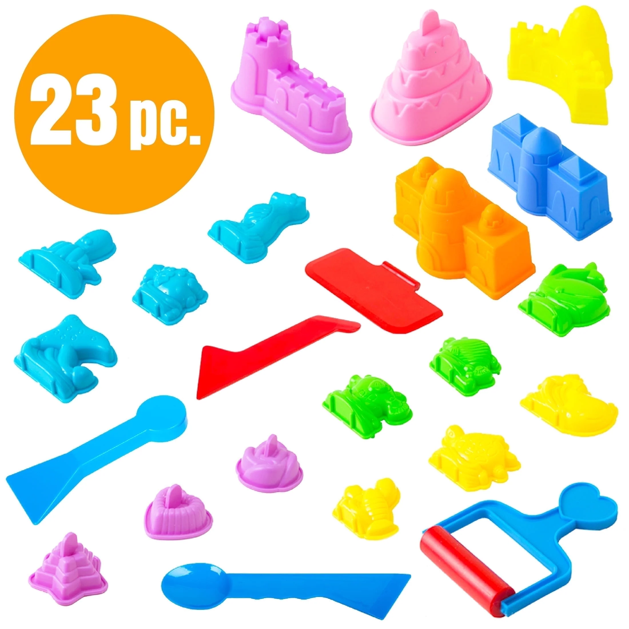 USA Toyz 23-Piece Sand Castle Mold Kit with 18 Molds and 5 Sculpting Tools, Multicolor, Kid-Safe Plastic for Toddlers Ages 3 and Up