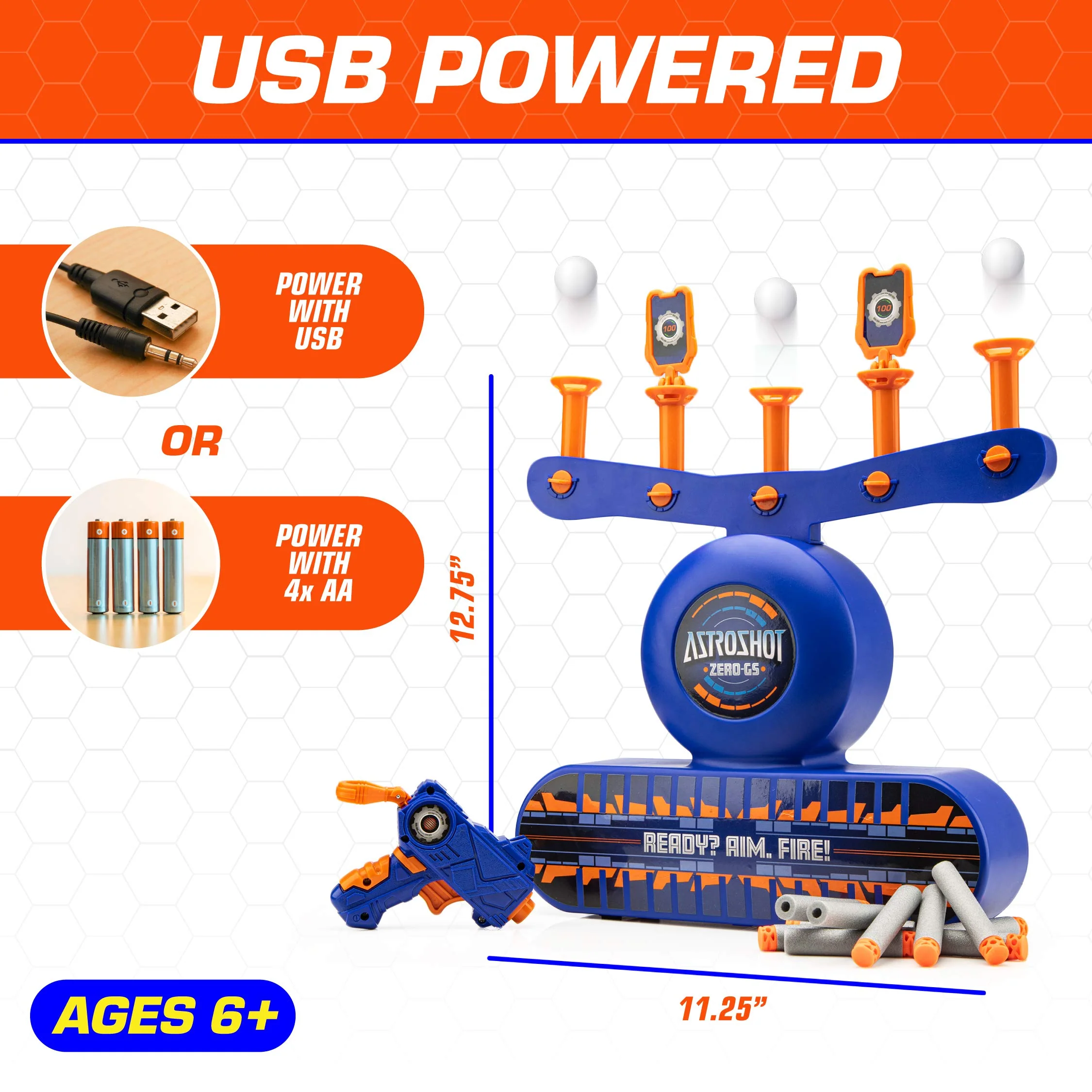 USA Toyz AstroShot Zero GS Foam Blaster Set with Floating Ball and Flip Targets, Nerf Compatible, Multi Color, UT-ASZEGS-MUL - Image 6