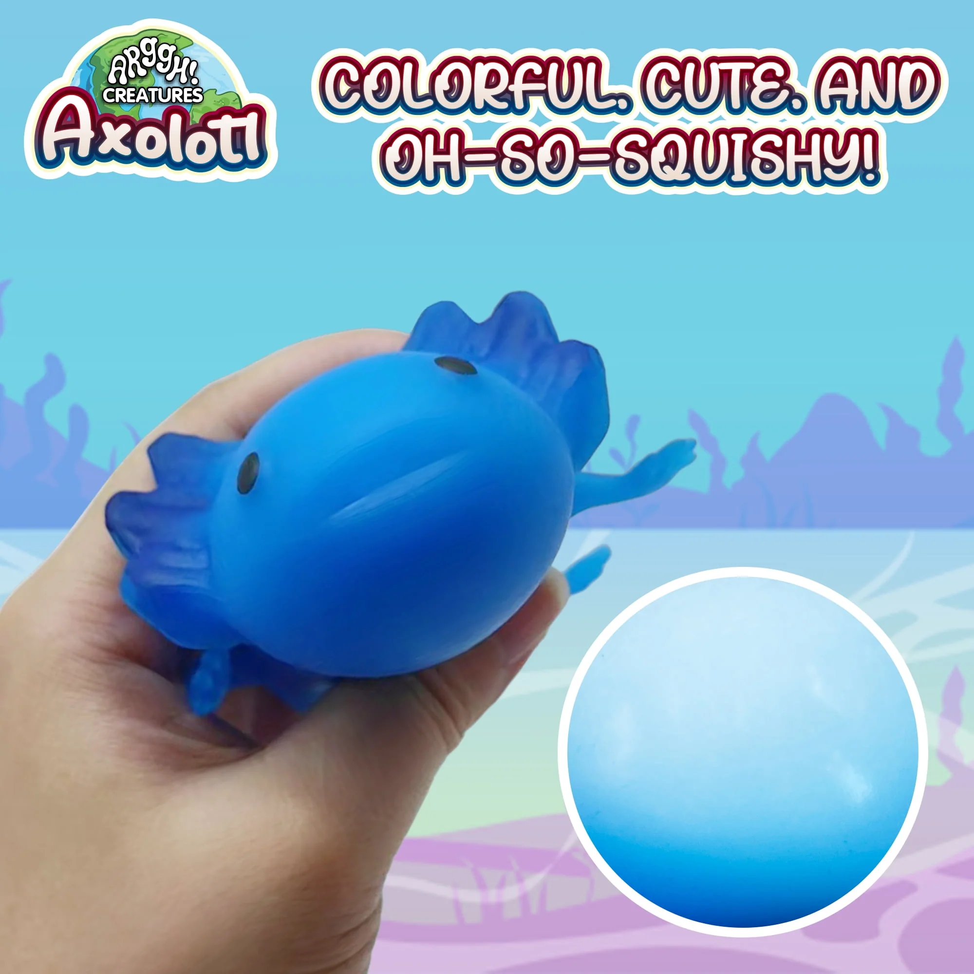USA Toyz Power Your Fun Axolotl Classic Blue Squeezable Amphibian Stress Ball Toy, 1 Piece, AA951863 - Image 5