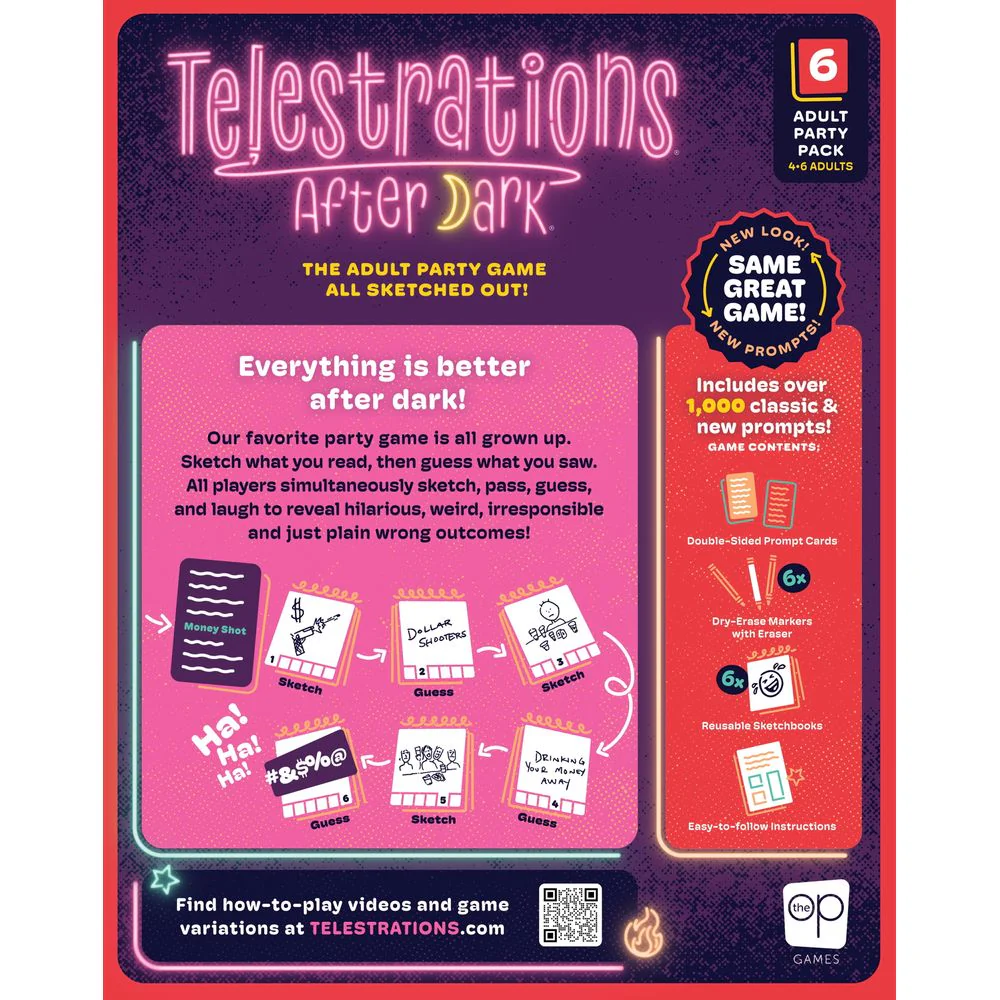 USAopoly Telestrations After Dark 6 Player 2nd Edition Adults-Only Party Board Game with Cards, Dice, Dry Erase Sketchbooks, 94111165 - Image 4