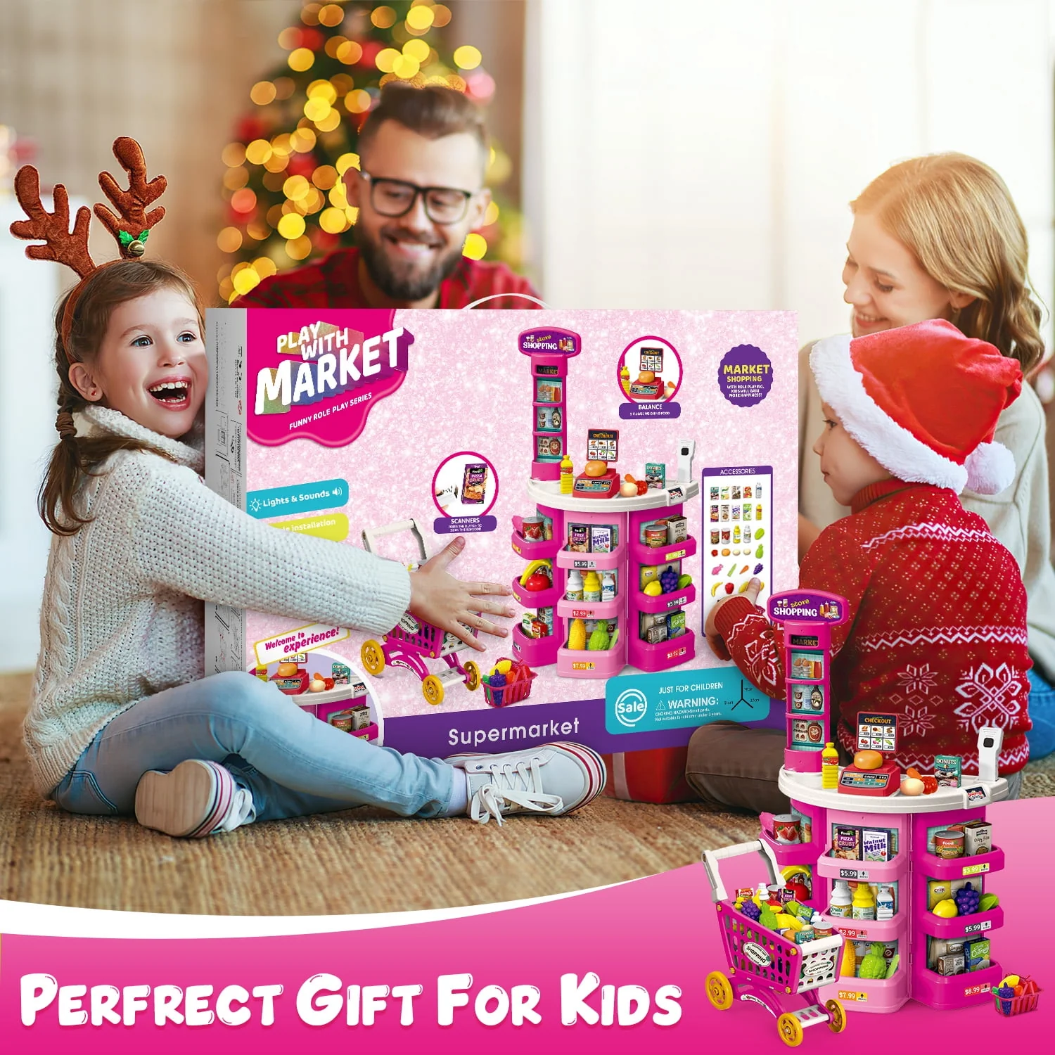 UUSUOO Supermarket Playset for Kids,Pretend Play - Image 4