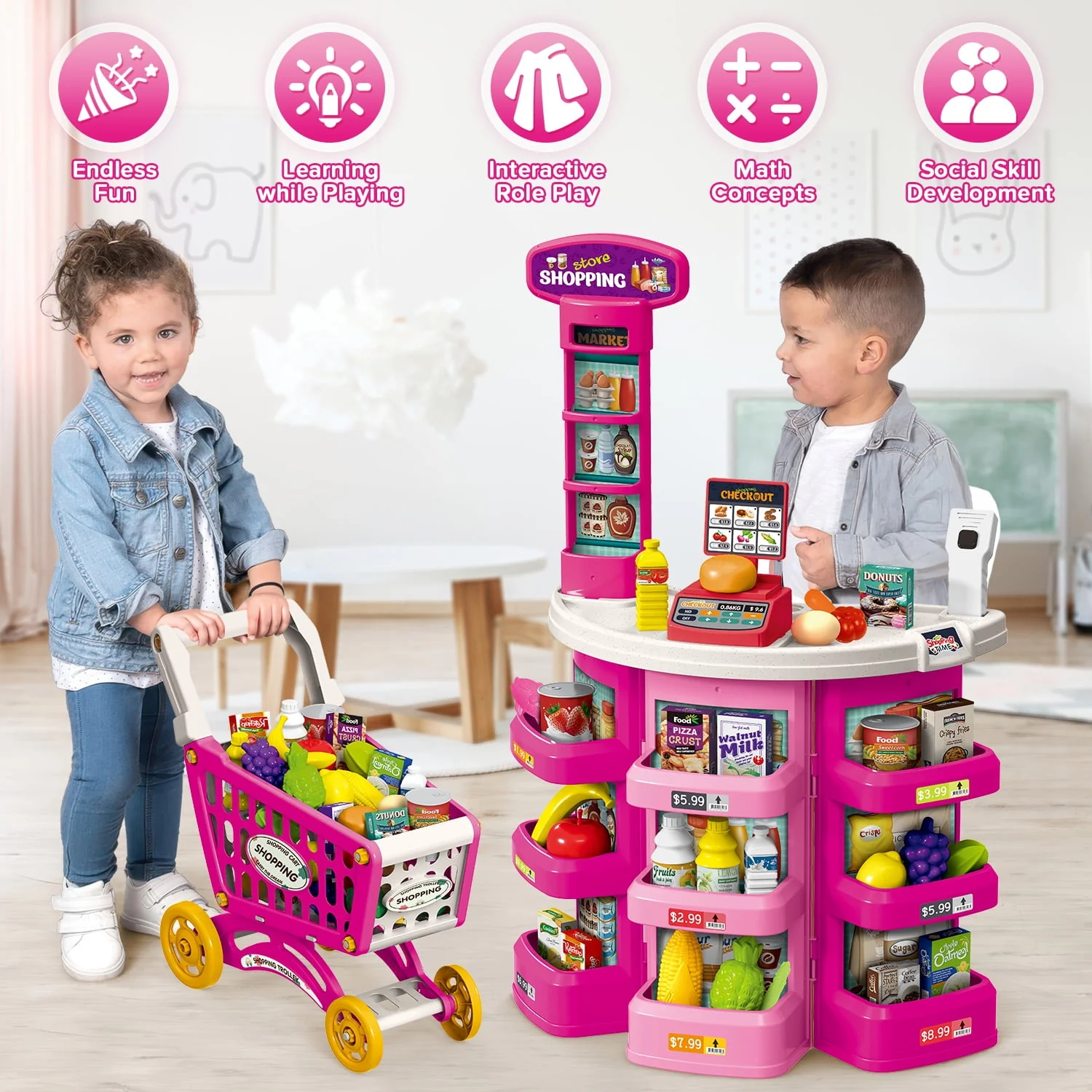 UUSUOO Supermarket Playset for Kids,Pretend Play - Image 5