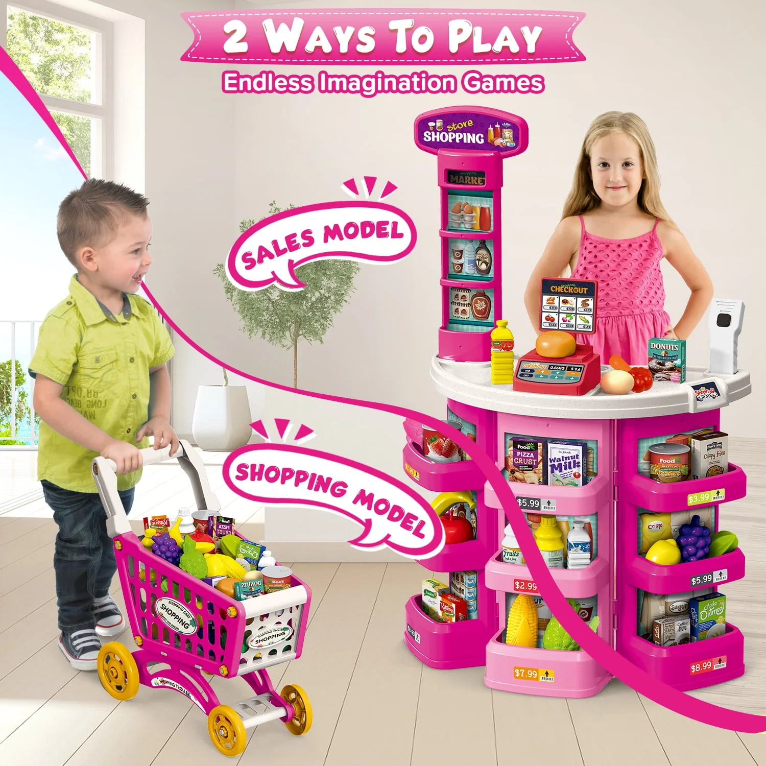 UUSUOO Supermarket Playset for Kids,Pretend Play - Image 7