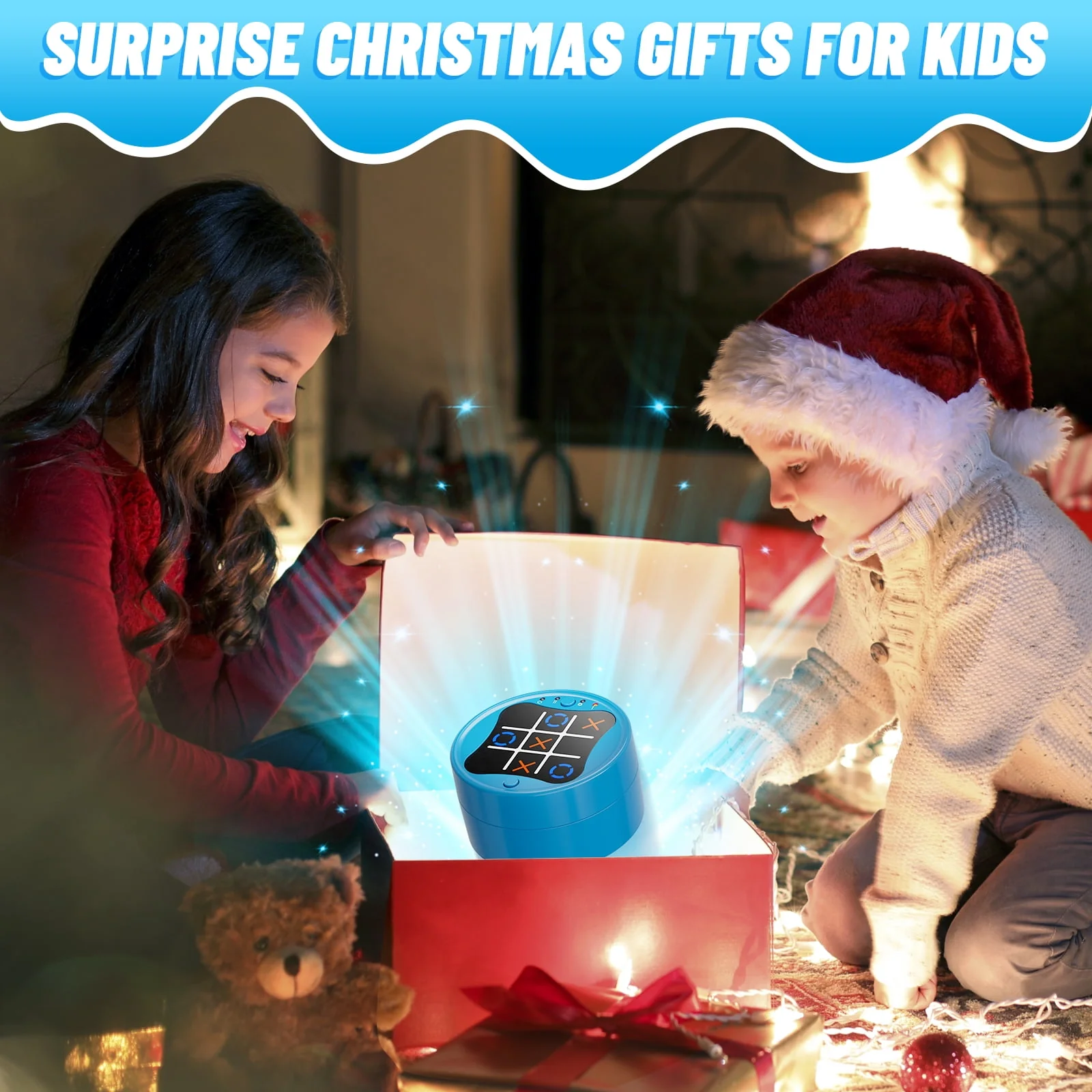 UUSUOO Tic Tac Toe Bolt Game 3-in-1 Electronic Handheld Puzzle Console, Portable Travel Game, Blue - Image 4