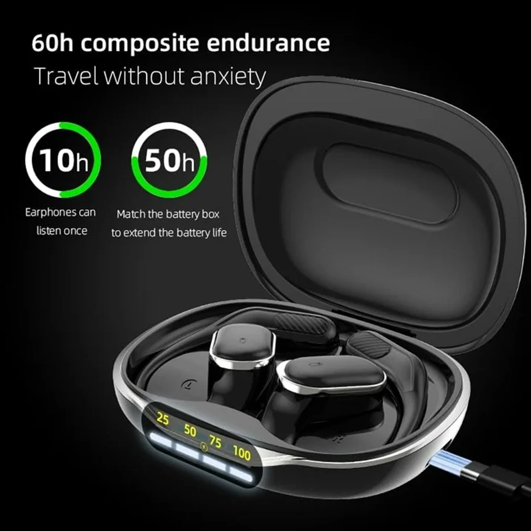 VEATOOL T6 Open Ear Headphones,Bluetooth 5.4, 60H Playtime Stereo Sound - Image 2