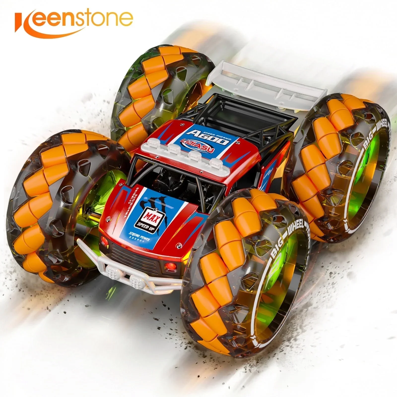 VECUKTY CV-A600 RC Car Truck, Keenstone 1:10 Giant Wheel Remote Control Toy Car with High-Speed Climbing, Orange