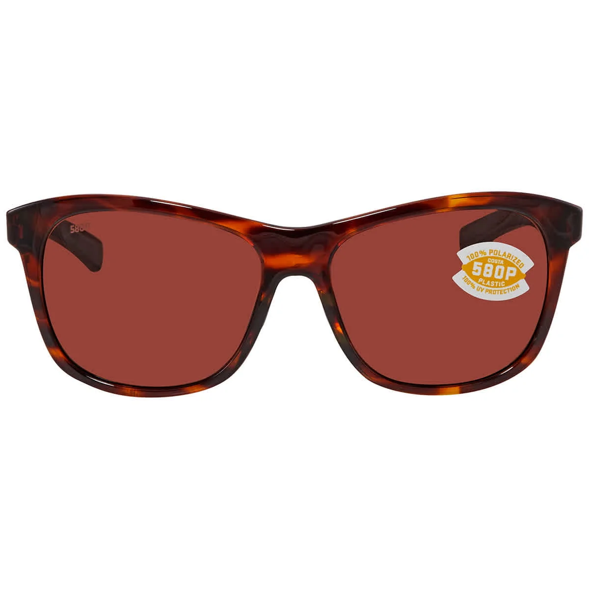 Costa Del Mar Vela Sunglasses, Copper 580P Polarized Lenses, Shiny Tortoise Rectangular Frame, 56mm - Image 2