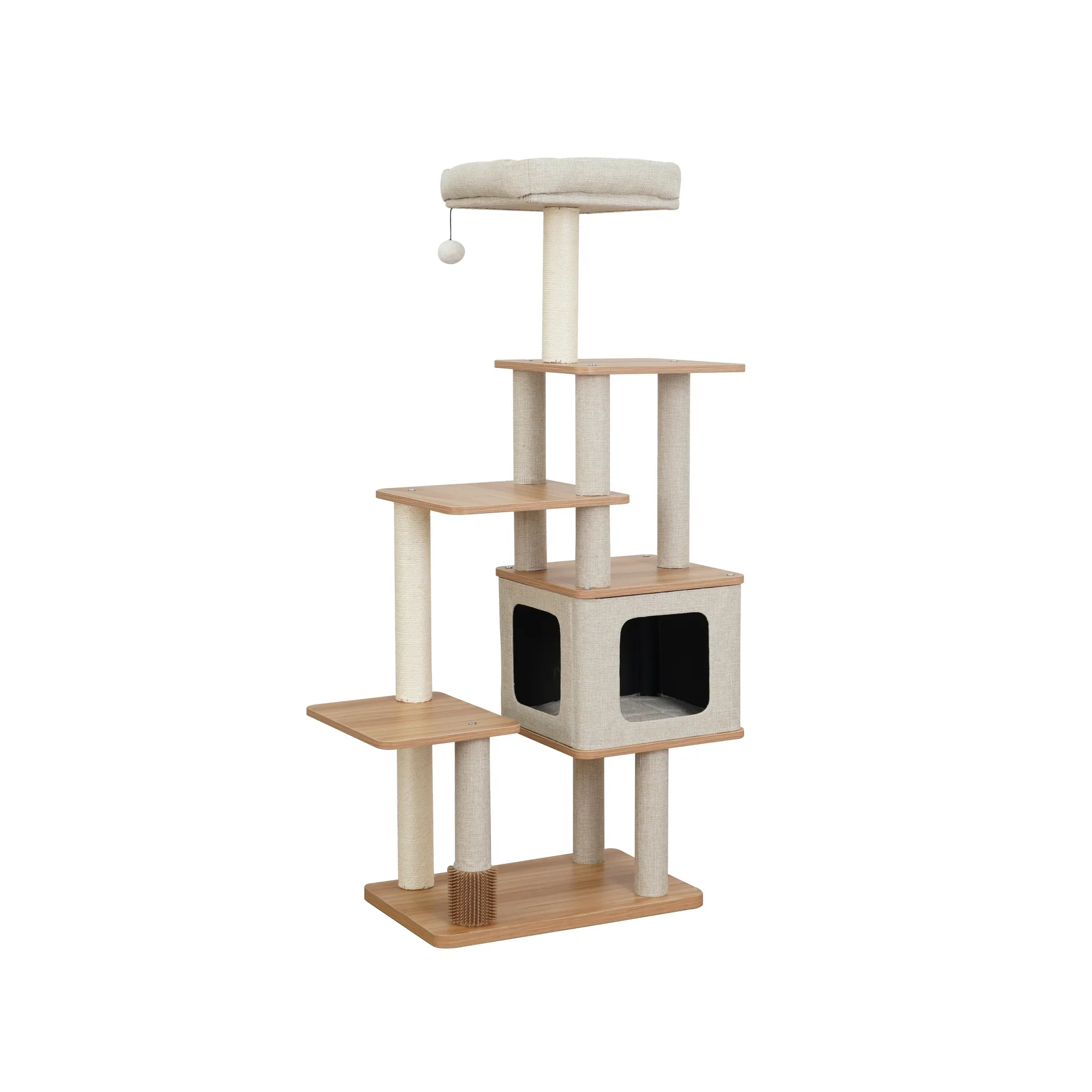Vibrant Life CT230564 6-Level 60" Cat Activity Center with Condo, Perch & Scratching Posts, Beige