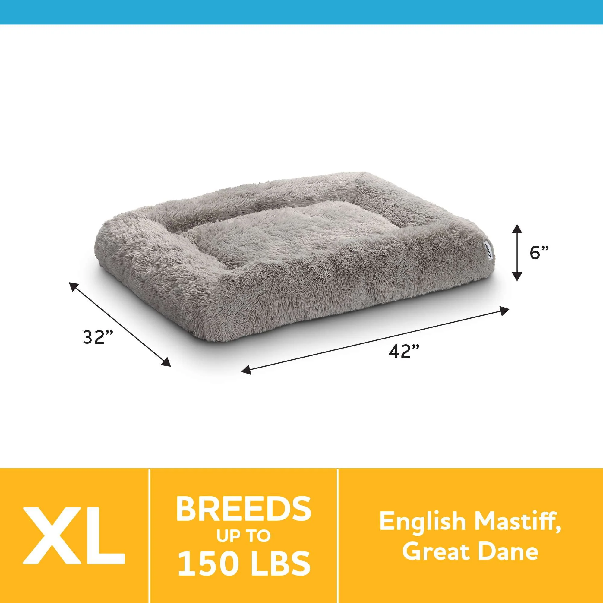 Vibrant Life Furry Cozy Bolster Pillow Dog Bed, Large Breeds, Extra Large, Oatmeal, 42" x 32" - Image 3