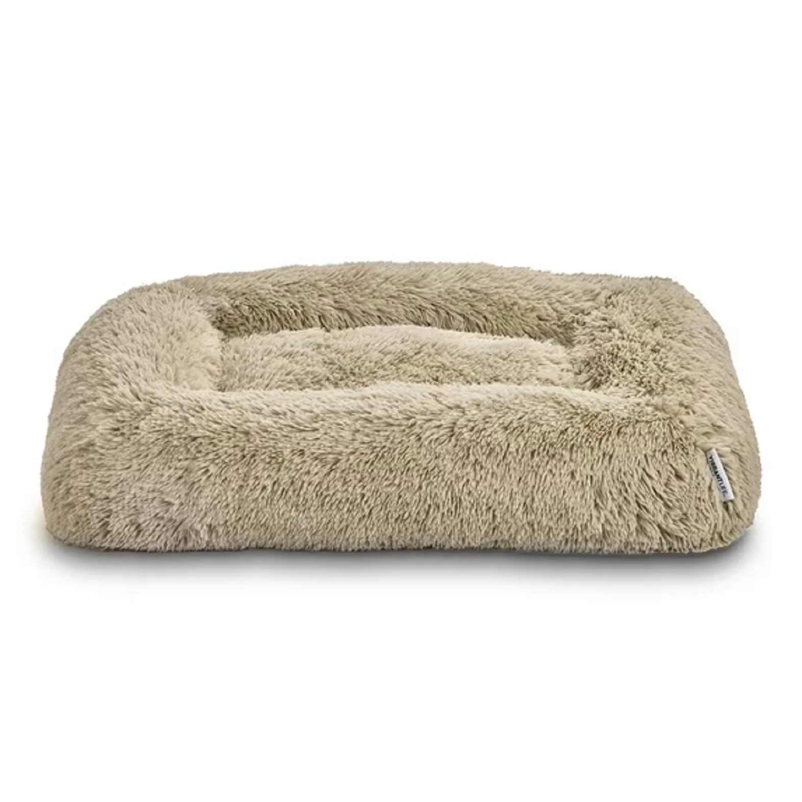 Vibrant Life Furry Cozy Bolster Pillow Dog Bed, Large, Oatmeal - Image 2